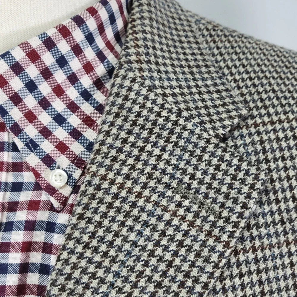 Tommy Hilfiger Men's Sport Coat Blazer Three Button Flannel Wool Houndstooth 46L
